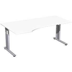 geramöbel Flex Schreibtisch weiß L-Form, C-Fuß-Gestell silber 180,0 x 100,0 cm geramöbel Flex Schreibtisch weiß L-Form, C-Fuß-Gestell silber 180,0 x 100,0 cm von geramöbel