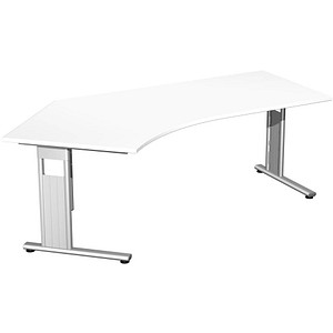 geramöbel Flex Schreibtisch weiß L-Form, C-Fuß-Gestell silber 216,6 x 113,0 cm von geramöbel