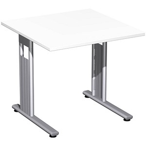 geramöbel Flex Schreibtisch weiß quadratisch, C-Fuß-Gestell silber 80,0 x 80,0 cm geramöbel Flex Schreibtisch weiß quadratisch, C-Fuß-Gestell silber 80,0 x 80,0 cm von geramöbel