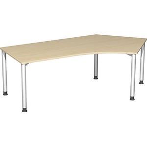 geramöbel Flex höhenverstellbarer Schreibtisch ahorn, silber L-Form, 5-Fuß-Gestell silber 216,6 x 113,0 cm von geramöbel