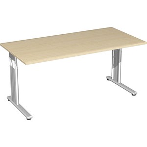 geramöbel Flex höhenverstellbarer Schreibtisch ahorn rechteckig, C-Fuß-Gestell silber 160,0 x 80,0 cm von geramöbel
