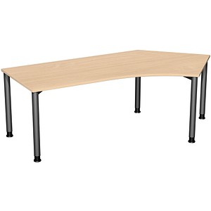 geramöbel Flex höhenverstellbarer Schreibtisch buche, anthrazit L-Form, 5-Fuß-Gestell grau 216,6 x 113,0 cm von geramöbel
