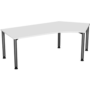 geramöbel Flex höhenverstellbarer Schreibtisch lichtgrau, anthrazit L-Form, 5-Fuß-Gestell grau 216,6 x 113,0 cm von geramöbel