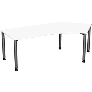 geramöbel Flex höhenverstellbarer Schreibtisch weiß, anthrazit L-Form, 5-Fuß-Gestell grau 216,6 x 113,0 cm von geramöbel