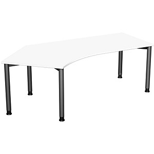 geramöbel Flex höhenverstellbarer Schreibtisch weiß, anthrazit L-Form, 5-Fuß-Gestell grau 216,6 x 113,0 cm von geramöbel