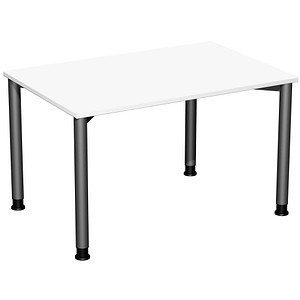 geramöbel Flex höhenverstellbarer Schreibtisch weiß, anthrazit rechteckig, 4-Fuß-Gestell grau 120,0 x 80,0 cm von geramöbel