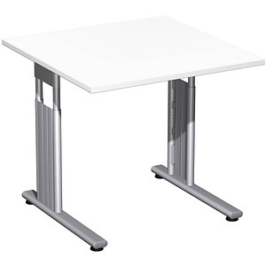 geramöbel Flex höhenverstellbarer Schreibtisch weiß quadratisch, C-Fuß-Gestell silber 80,0 x 80,0 cm geramöbel Flex höhenverstellbarer Schreibtisch weiß quadratisch, C-Fuß-Gestell silber 80,0 x 80,0 cm von geramöbel