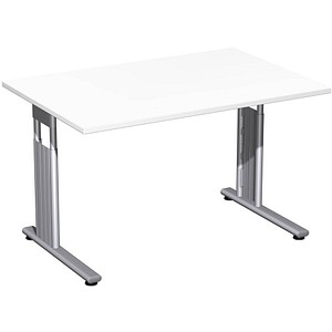 geramöbel Flex höhenverstellbarer Schreibtisch weiß rechteckig, C-Fuß-Gestell silber 120,0 x 80,0 cm geramöbel Flex höhenverstellbarer Schreibtisch weiß rechteckig, C-Fuß-Gestell silber 120,0 x 80,0 cm von geramöbel