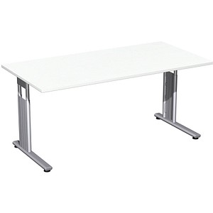 geramöbel Flex höhenverstellbarer Schreibtisch weiß rechteckig, C-Fuß-Gestell silber 160,0 x 80,0 cm geramöbel Flex höhenverstellbarer Schreibtisch weiß rechteckig, C-Fuß-Gestell silber 160,0 x 80,0 cm von geramöbel