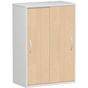 geramöbel Schiebetürenschrank Flex, S-383502-BL lichtgrau, buche 2 Fachböden 80,0 x 42,5 x 118,2 cm von geramöbel