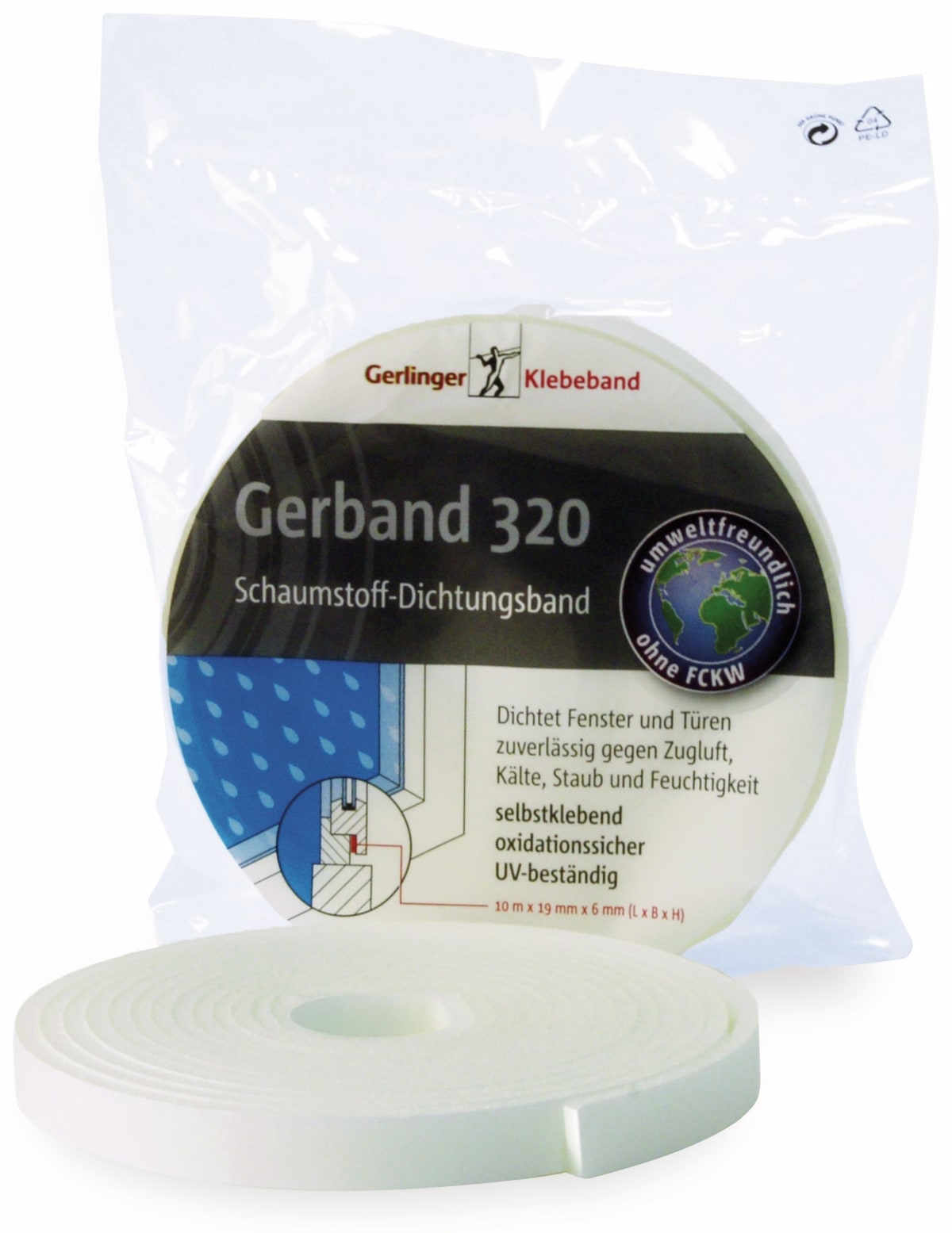 GERBAND PUR-Schaum Dichtungsband 320, 9 mm x 10 m, weiß von gerband