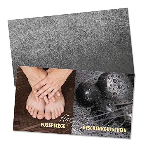 50 hochwertige Gutscheinkarten + 50 Kuverts. Gutscheine für Fußpflegesalon Fußpflege. geschenkgutschein gmbh. Vorderseite hochglänzend. FU1227 von geschenkgutschein.com