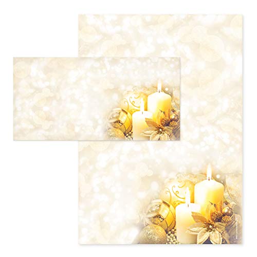 Hochwertiges Briefpapier-Set mit Weihnachtsmotiv, 50 Bögen Briefpapier DIN A4 + 50 Umschläge ohne Fenster. BXO219 von geschenkgutschein.com