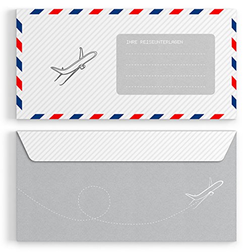 (20 x) Briefumschläge DIN-Lang - Flugticket Einladungskarten Kuvert selbstklebend von gestaltenlassen.com
