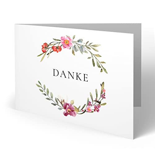 (20 x) Goldene Hochzeit Danksagungskarten Goldhochzeit 50 Jahre Dankeskarte - Blumenzweige von gestaltenlassen.com