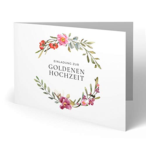 (20 x) Goldene Hochzeit Einladungskarten Goldhochzeit 50 Jahre Einladung - Blumenzweige von gestaltenlassen.com