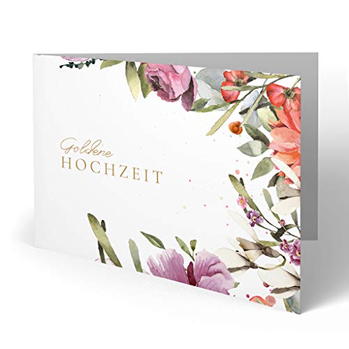 (20 x) Goldene Hochzeit Einladungskarten Goldhochzeit 50 Jahre Einladung - Floral von gestaltenlassen.com
