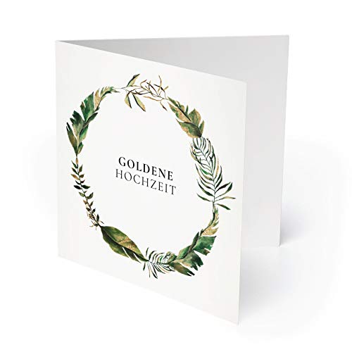 (30 x) Goldene Hochzeit Einladungskarten Goldhochzeit 50 Jahre Einladung - Blumenkranz von gestaltenlassen.com