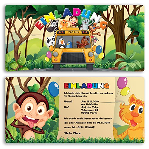 (5 x) Einladungskarten Kindergeburtstag Zoo Einschulung Geburtstag Einladungen von gestaltenlassen.com