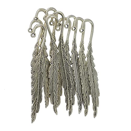 10 Stück Vintage-Lesezeichen aus tibetischem Silber mit Federn, für DIY-Schmuckherstellung und Lesen 10 Stück Vintage-Lesezeichen aus tibetischem Silber mit Federn, für DIY-Schmuckherstellung und Lesen von getuse