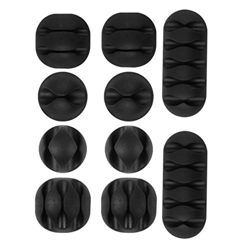 Schreibtisch-Kabel-Organizer-Clip-Set – 2 x flexible Multi-Loch-Drahtfixierer für Kopfhörer und Ladegeräte, Schwarz, 7 x 3 x 1 cm von getuse