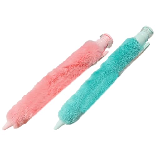 getuse Niedlicher Plüsch-Stift – flauschige Gel-Tinten-Kugelschreiber, einzigartiges einziehbares Design, bequemer Griff, glattes Schreiben für Schule, Büro, Party, Gastgeschenke, 2 Stück von getuse