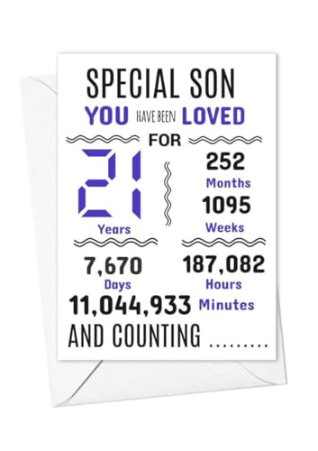 Geburtstagskarte für Sohn 21at "We have loved you for days months years special A5 size Geburtstagskarte für Sohn 21at "We have loved you for days months years special A5 size von gfc