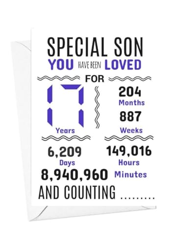 Geburtstagskarte für den Sohn zum 17. Geburtstag, Aufschrift "We have loved you for days months years special A5 size Geburtstagskarte für den Sohn zum 17. Geburtstag, Aufschrift "We have loved you for days months years special A5 size von gfc