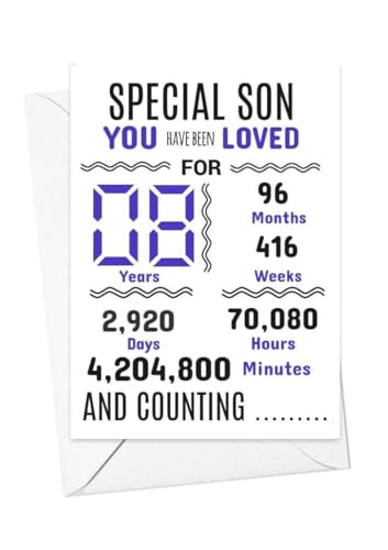Geburtstagskarte zum 8. Geburtstag für den Sohn mit Aufschrift "We have loved you for days months years special A5 size Geburtstagskarte zum 8. Geburtstag für den Sohn mit Aufschrift "We have loved you for days months years special A5 size von gfc