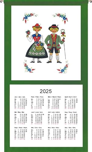 Wandkalender 2025, 12 Monate, grüner Rand (Motiv Trachtenpaar-0998) … von ggm