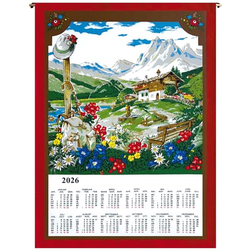ggm Stoffkalender 2026 Almhütte– 45x65 cm – Wandkalender aus Baumwolle – nachhaltiger Jahreskalender – dekorative Wanddeko – Stoffposter für Küche oder Büro – verschiedene Ausrichtungen ggm Stoffkalender 2026 Almhütte– 45x65 cm – Wandkalender aus Baumwolle – nachhaltiger Jahreskalender – dekorative Wanddeko – Stoffposter für Küche oder Büro – verschiedene Ausrichtungen von ggm