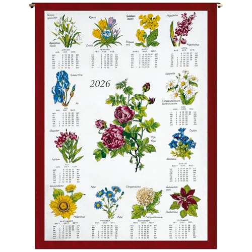 ggm Stoffkalender 2026 Blumen – 45x65 cm – Wandkalender aus Baumwolle – nachhaltiger Jahreskalender – dekorative Wanddeko – Stoffposter für Küche oder Büro – verschiedene Ausrichtungen ggm Stoffkalender 2026 Blumen – 45x65 cm – Wandkalender aus Baumwolle – nachhaltiger Jahreskalender – dekorative Wanddeko – Stoffposter für Küche oder Büro – verschiedene Ausrichtungen von ggm