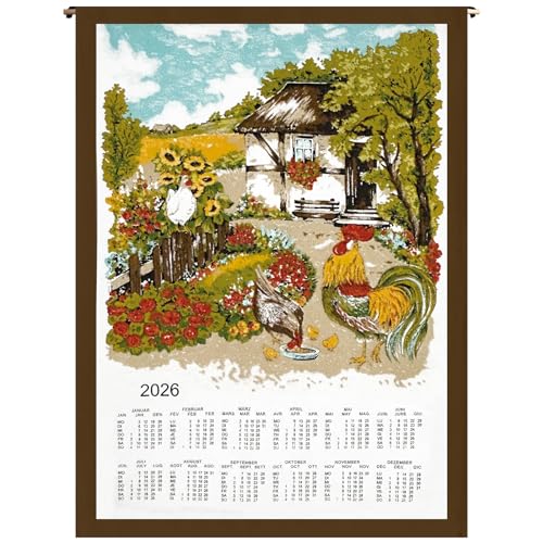 ggm Stoffkalender 2026 Hühner - 45x65 cm – Wandkalender aus Baumwolle – nachhaltiger Jahreskalender – dekorative Wanddeko – Stoffposter für Küche oder Büro – verschiedene Ausrichtungen ggm Stoffkalender 2026 Hühner - 45x65 cm – Wandkalender aus Baumwolle – nachhaltiger Jahreskalender – dekorative Wanddeko – Stoffposter für Küche oder Büro – verschiedene Ausrichtungen von ggm