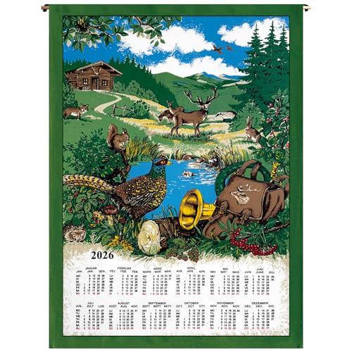 ggm Stoffkalender 2026 Jagd – 45x65 cm – Wandkalender aus Baumwolle – nachhaltiger Jahreskalender – dekorative Wanddeko – Stoffposter für Küche oder Büro – verschiedene Ausrichtungen ggm Stoffkalender 2026 Jagd – 45x65 cm – Wandkalender aus Baumwolle – nachhaltiger Jahreskalender – dekorative Wanddeko – Stoffposter für Küche oder Büro – verschiedene Ausrichtungen von ggm