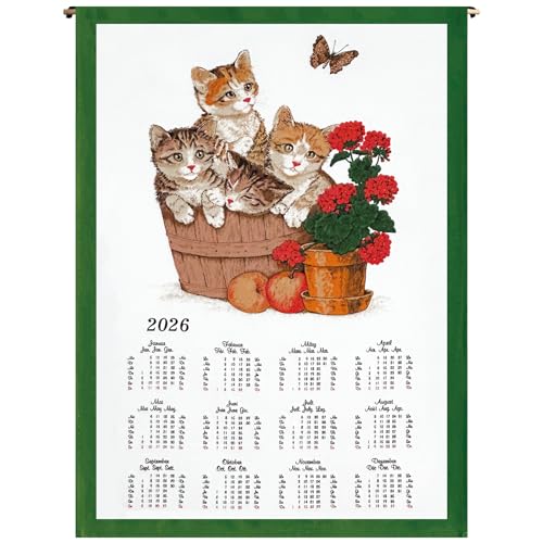 ggm Stoffkalender 2026 Katzen – 45x65 cm – Wandkalender aus Baumwolle – nachhaltiger Jahreskalender – dekorative Wanddeko – Stoffposter für Küche oder Büro – verschiedene Ausrichtungen ggm Stoffkalender 2026 Katzen – 45x65 cm – Wandkalender aus Baumwolle – nachhaltiger Jahreskalender – dekorative Wanddeko – Stoffposter für Küche oder Büro – verschiedene Ausrichtungen von ggm