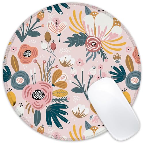 Kreatives Blumen-Mauspad, rund, rutschfeste Gummiunterseite, Mauspad mit genähtem Rand für kabellosen Computer, Laptop, Büro, Schreibtisch, Zubehör, 20,3 x 20,3 cm Kreatives Blumen-Mauspad, rund, rutschfeste Gummiunterseite, Mauspad mit genähtem Rand für kabellosen Computer, Laptop, Büro, Schreibtisch, Zubehör, 20,3 x 20,3 cm von ghatobty