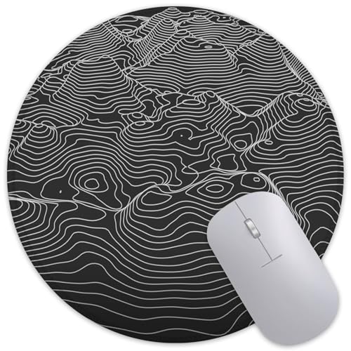 Mauspad mit 3D-Kontur, topografische Karte, rund, rutschfeste Gummiunterseite, Mauspad mit genähtem Rand, für kabellosen Computer, Laptop, Büro, Schreibtisch, Zubehör, 20,3 x 20,3 cm Mauspad mit 3D-Kontur, topografische Karte, rund, rutschfeste Gummiunterseite, Mauspad mit genähtem Rand, für kabellosen Computer, Laptop, Büro, Schreibtisch, Zubehör, 20,3 x 20,3 cm von ghatobty