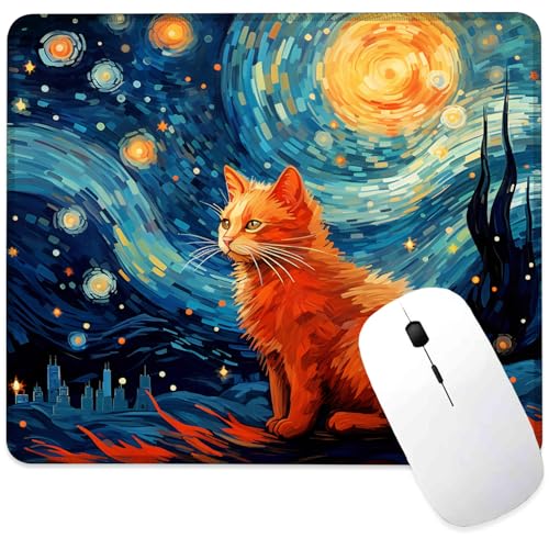 Mauspad mit Katze unter dem Nachthimmel, quadratisch, mit genähtem Rand, Computer-Mauspad mit rutschfester Gummiunterseite für Computer, Laptop, Büro, Schreibtisch, Zubehör, 24,1 x 20,3 cm Mauspad mit Katze unter dem Nachthimmel, quadratisch, mit genähtem Rand, Computer-Mauspad mit rutschfester Gummiunterseite für Computer, Laptop, Büro, Schreibtisch, Zubehör, 24,1 x 20,3 cm von ghatobty