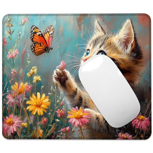 Mauspad mit Katzenblumen, Schmetterling, quadratisch, mit genähtem Rand, Computer-Mauspad mit rutschfester Gummiunterseite für Computer, Laptop, Büro, Schreibtisch, Zubehör, 24,1 x 20,3 cm Mauspad mit Katzenblumen, Schmetterling, quadratisch, mit genähtem Rand, Computer-Mauspad mit rutschfester Gummiunterseite für Computer, Laptop, Büro, Schreibtisch, Zubehör, 24,1 x 20,3 cm von ghatobty