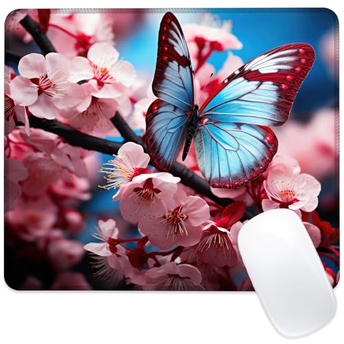 Mauspad mit Schmetterlingen und rosa Blumen, quadratisch, rutschfeste Gummiunterseite, Mauspad mit genähtem Rand, tragbare Mauspads für Schreibtisch, Computer, Laptop, Büro, 24,1 x 20,3 cm Mauspad mit Schmetterlingen und rosa Blumen, quadratisch, rutschfeste Gummiunterseite, Mauspad mit genähtem Rand, tragbare Mauspads für Schreibtisch, Computer, Laptop, Büro, 24,1 x 20,3 cm von ghatobty