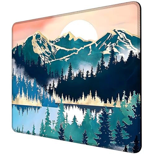 Mauspad mit Sonnenuntergang, Bergsee, Wald, quadratisch, mit genähtem Rand, Computer-Mauspad mit rutschfester Gummiunterseite für Computer, Laptop, Büro, Schreibtisch, Zubehör, 24,1 x 20,3 cm Mauspad mit Sonnenuntergang, Bergsee, Wald, quadratisch, mit genähtem Rand, Computer-Mauspad mit rutschfester Gummiunterseite für Computer, Laptop, Büro, Schreibtisch, Zubehör, 24,1 x 20,3 cm von ghatobty