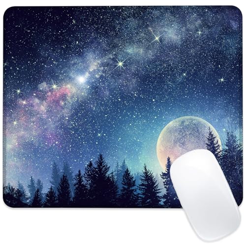 Mauspad mit Vollmond in der Nacht, Sternenhimmel, quadratisch, rutschfeste Gummiunterseite, Mauspad mit genähtem Rand, tragbare Mauspads für Schreibtisch, Computer, Laptop, Büro, 24,1 x 20,3 cm Mauspad mit Vollmond in der Nacht, Sternenhimmel, quadratisch, rutschfeste Gummiunterseite, Mauspad mit genähtem Rand, tragbare Mauspads für Schreibtisch, Computer, Laptop, Büro, 24,1 x 20,3 cm von ghatobty
