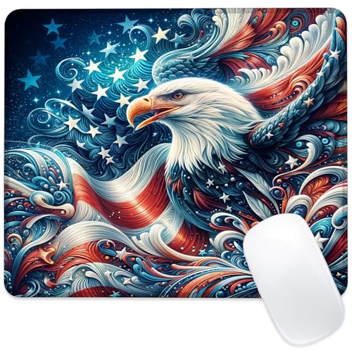 Mauspad mit amerikanischer Flagge, quadratisch, rutschfeste Gummiunterseite, Mauspad mit genähtem Rand, für Schreibtisch, Computer, Laptop, Büro, 24,1 x 20,3 cm Mauspad mit amerikanischer Flagge, quadratisch, rutschfeste Gummiunterseite, Mauspad mit genähtem Rand, für Schreibtisch, Computer, Laptop, Büro, 24,1 x 20,3 cm von ghatobty