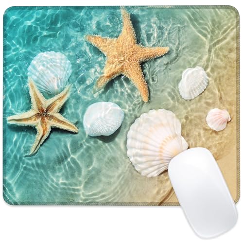 ghatobty Mauspad mit Seestern und Muscheln am Strand, quadratisch, mit rutschfester Gummiunterseite, genähter Rand, Schreibtischunterlage für Arbeit, Spiel, Büro, 24,1 x 20,3 cm ghatobty Mauspad mit Seestern und Muscheln am Strand, quadratisch, mit rutschfester Gummiunterseite, genähter Rand, Schreibtischunterlage für Arbeit, Spiel, Büro, 24,1 x 20,3 cm von ghatobty