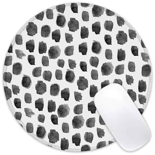 ghatobty Mauspad mit schwarzen Punkten, rund, mit rutschfester Gummiunterseite, genähter Rand, Mauspad für Zuhause, Büro, Dekoration, Schreibtischzubehör, 20,3 x 20,3 cm ghatobty Mauspad mit schwarzen Punkten, rund, mit rutschfester Gummiunterseite, genähter Rand, Mauspad für Zuhause, Büro, Dekoration, Schreibtischzubehör, 20,3 x 20,3 cm von ghatobty