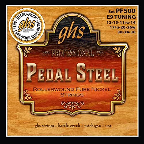 GHS Pedal Steel Nickel Rockers - PF500 - Pedal Steel Guitar String Set, 10-Strings, E9 Tuning, .012-.036 von ghs