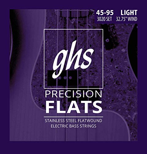 GHS Precision Flatwound - 3020 - Bass String Set, 4-String, Light, .045-.095, Short Scale von GHS H10 Ukulele