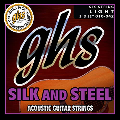 GHS Silk and Steel - 345 - Acoustic Guitar String Set, Silver-plated Copper, Light, .010-.042 von GHS Strings