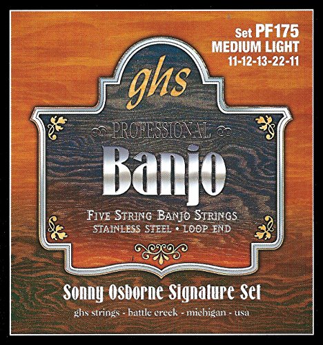 ghs Strings »SONNY OSBORNE SIGNATURE - PF175-5-STRING BANJO« Saiten für Banjo - Stainless Steel - Loop End - Medium Light: 11-12-13-22-11, GHS PF 175 SONNY OSB von GHS H10 Ukulele