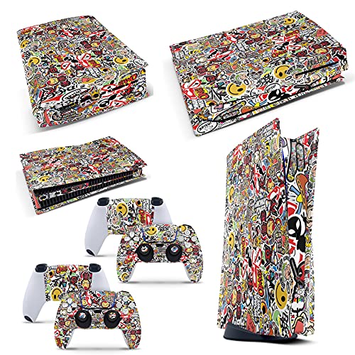 GNG PS5 Konsolen-Gehäuseaufkleber, Motiv: STICKERBOMB, inklusive 2er-Set mit Aufklebern für Controller von giZmoZ n gadgetZ